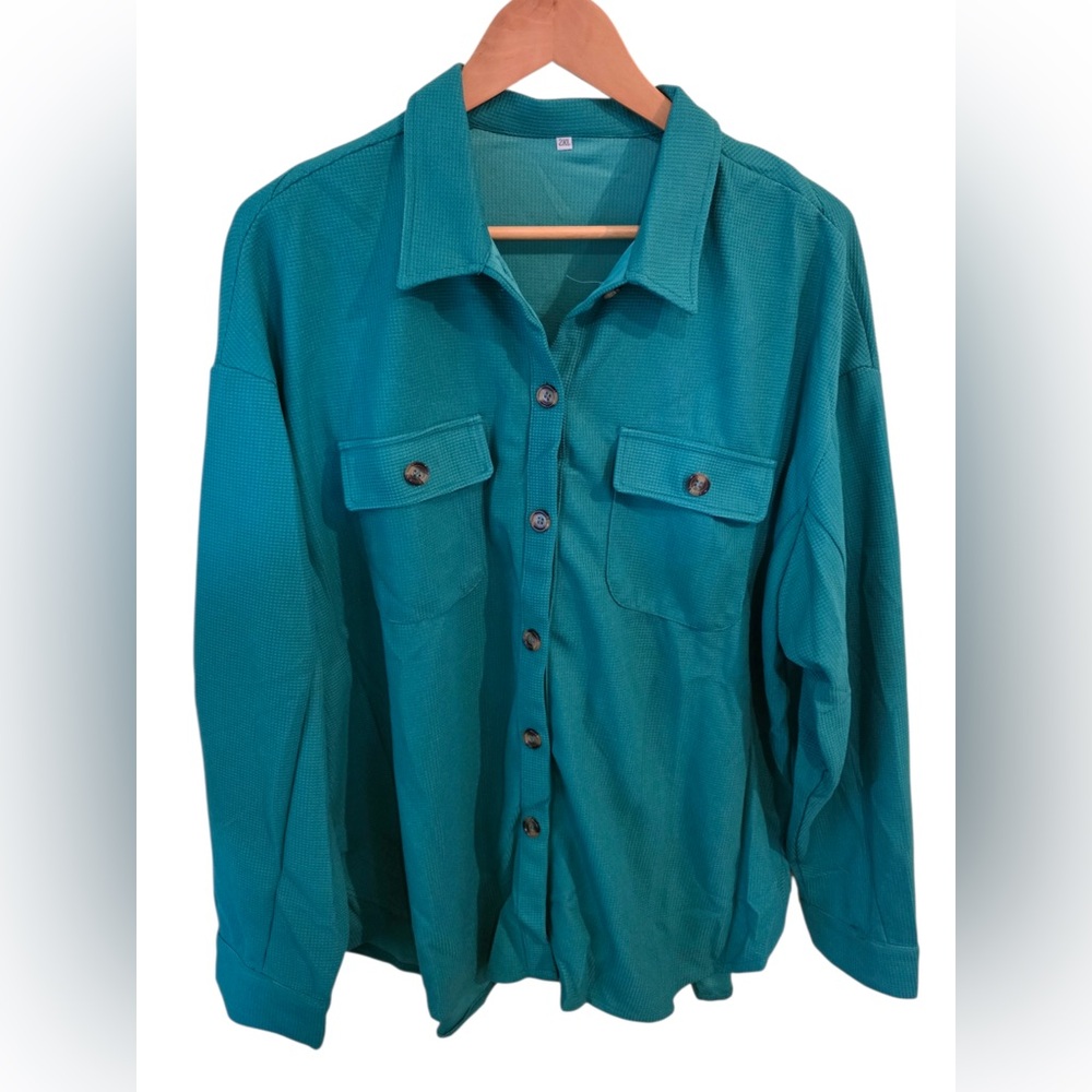 Teal Button Down Shirt | 2XL | Lightweight Woven Top